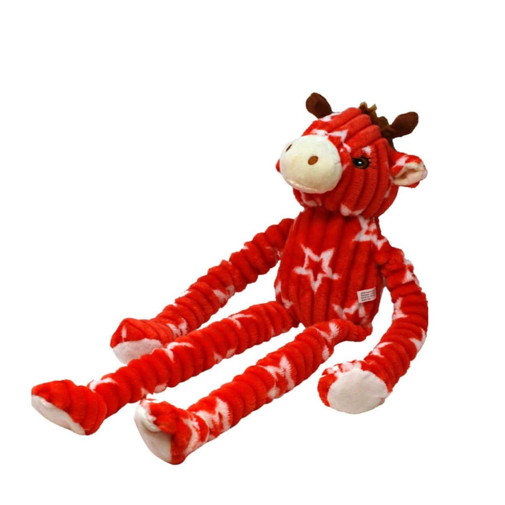 Dog Chew Toy Double Stitched Soft Fabric Exterior Squeaky Toy Red Giraffe
